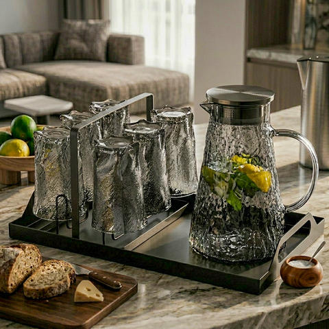 Bộ cốc bình thuỷ tinh kèm khay GNS-B0146