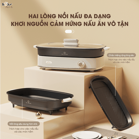 Nồi lẩu nướng đa năng Bear SB-NL45K 4.5L