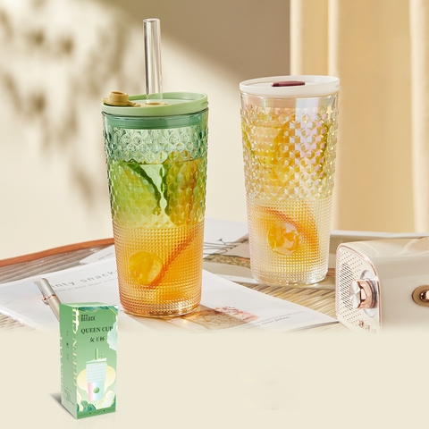 Cốc thuỷ tinh có ống hút 640ml