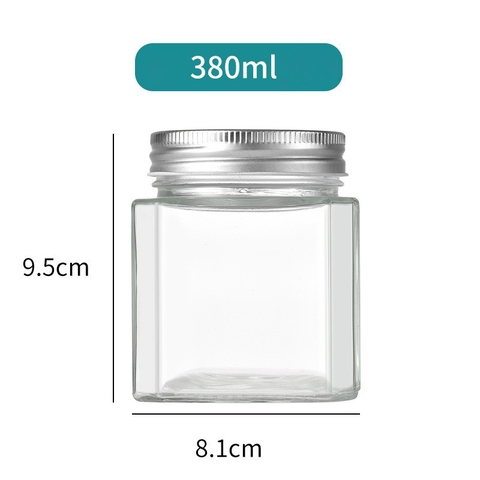 Lọ thủy tinh dáng vuông nắp kim loại Echo 380ml