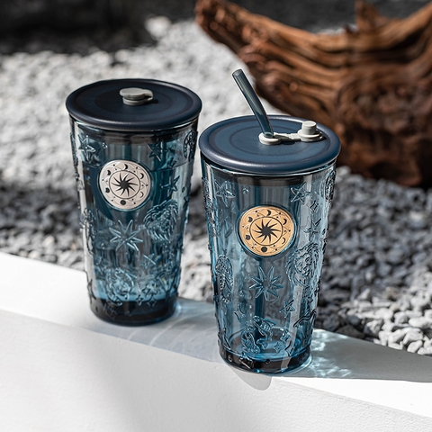 Cốc thuỷ tinh có ống hút 500ml