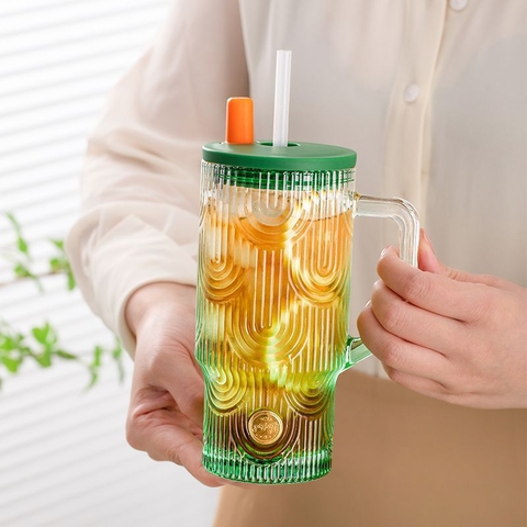 Cốc thuỷ tinh có ống hút 620ml