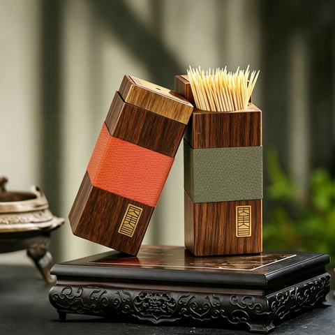 Hộp đựng tăm gỗ óc chó JYYQ002