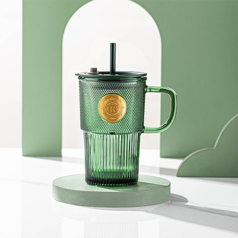 Cốc thuỷ tinh có ống hút 500ml YS-213