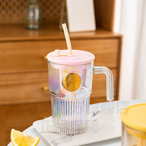 Cốc thuỷ tinh có ống hút 530ml