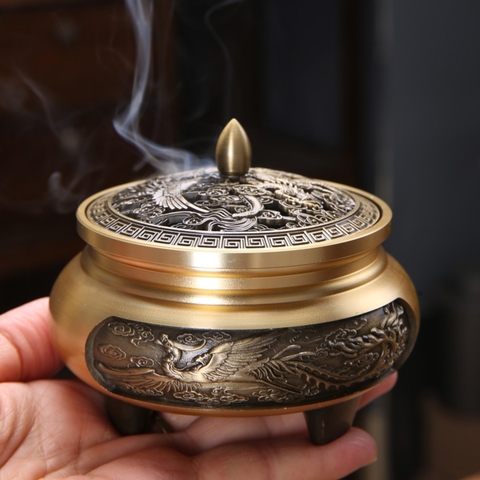 Lư trầm hương rồng phượng L0243