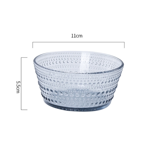Bộ đồ ăn thuỷ tinh chấm bi bát salad đen pvn515
