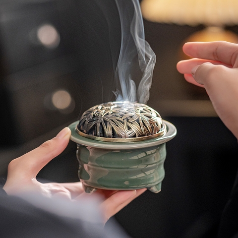 Lư trầm hương lá tre L0930