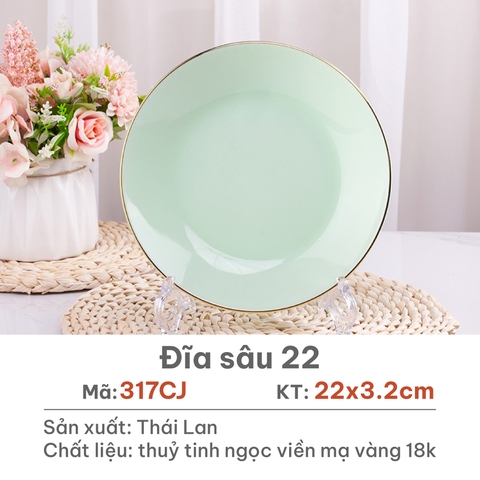 Đĩa sâu Opal Xanh ngọc 22cm - 317CJ