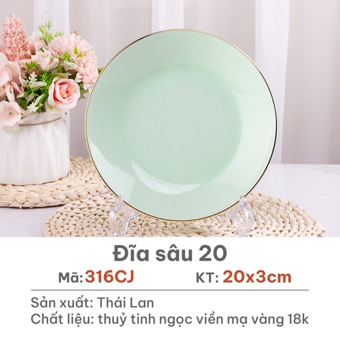 Đĩa sâu Opal Xanh ngọc 20cm - 316CJ