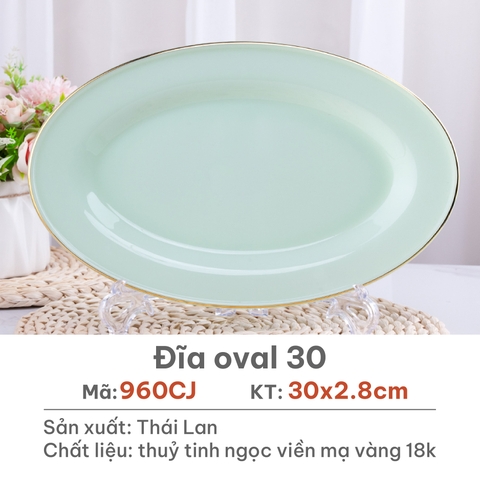 Đĩa oval Opal Xanh ngọc 30cm - 960CJ
