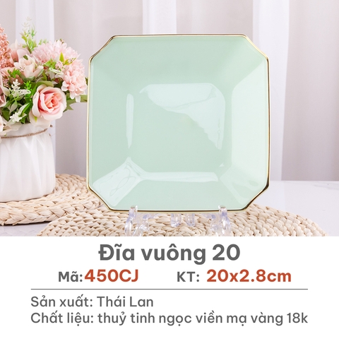 Đĩa vuông Opal Xanh ngọc 20cm - 450CJ