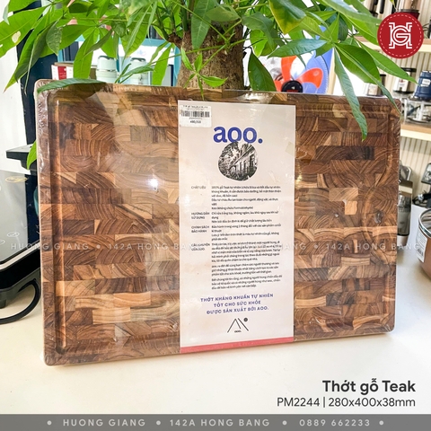 Thớt gỗ Teak lào ghép dọc 28*40*3.8 PM2244
