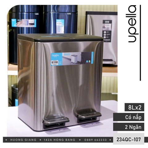 Thùng rác đạp chân Upella 2 ngăn 8L -8X2