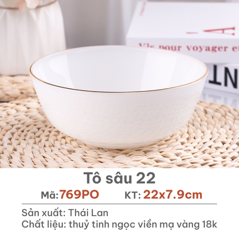 Tô sâu Opal Trắng 22cm - 769PO
