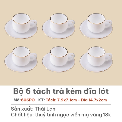 Bộ trà 12 chi tiết Opal Trắng - 606PO