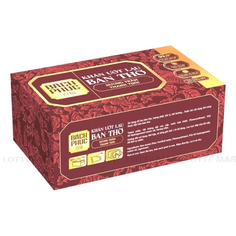 Khăn lau bàn thờ Bách Phúc hương trầm thanh tịnh - 20c/hộp TH