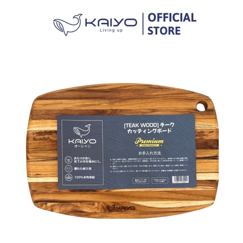 Thớt thái gỗ Teak Kaiyo vân ngang hình oval size S