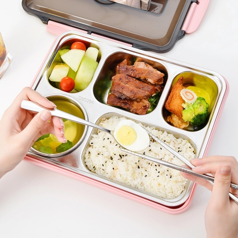 Khay cơm inox giữ nhiệt 5 ngăn