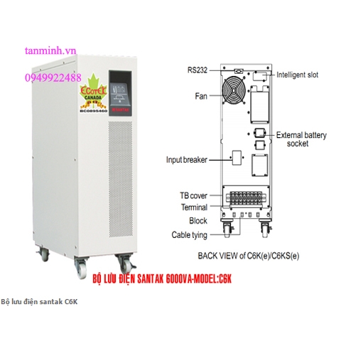 Bộ lưu điện santak C6K - online(ắc quy trong)