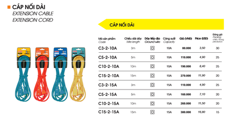 Cáp nối dài 10A Lioa