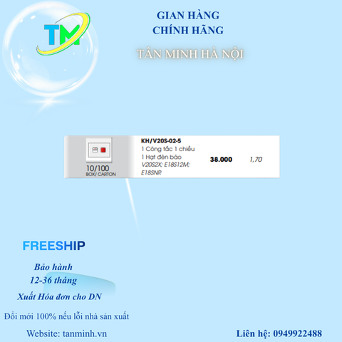 1 Công tắc 1 chiều 1 Hạt đèn báo - E18S12M