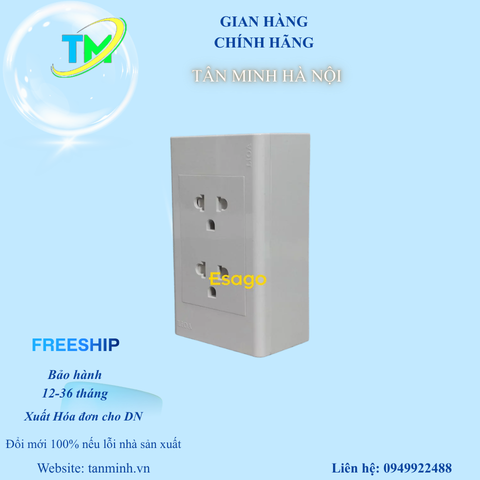 Ổ CẮM ĐÔI ĐA NĂNG CÓ NẮP CHE 16A - 250V - LC2DN