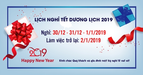 THÔNG BÁO LỊCH NGHỈ TẾT DƯƠNG LỊCH 2019