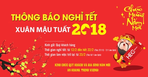 THÔNG BÁO LỊCH NGHỈ TẾT MẬU TUẤT 2018