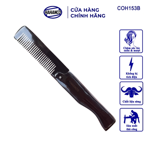 Lược gấp sừng đen, tiện dụng bỏ túi dành riêng cho Nam chải tóc, chải râu - COH153B