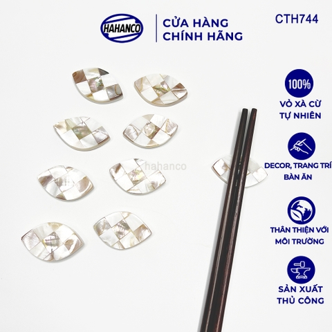 Combo 10 chiếc gác đũa Xà Cừ hình bầu dục cẩn Bào Ngư VIP [CTH744] HAHANCO