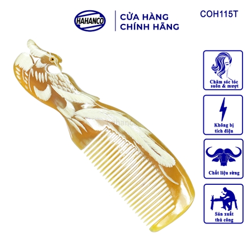 Lược sừng con Phượng - COH115T (Size: L - 18cm) Rất đẹp mắt- Horn Comb of HAHANCO - Chăm sóc tóc
