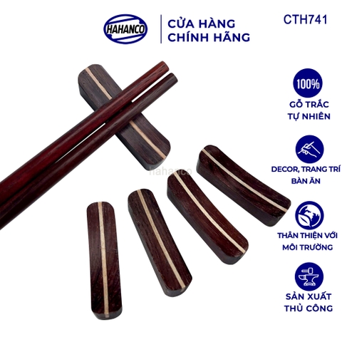 Bộ Gác Đũa Kẻ Gỗ Trắc HAHANCO Nét TinhTế Hiện Đại Trên Bàn Ăn - CTH741