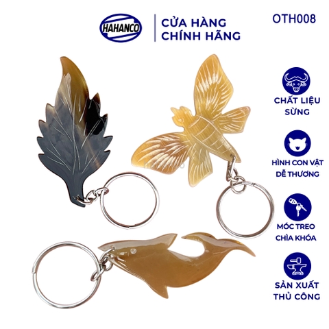 Móc Treo Chìa Khóa Bằng Sừng HAHANCO Hình Dáng Đáng Yêu - OTH008