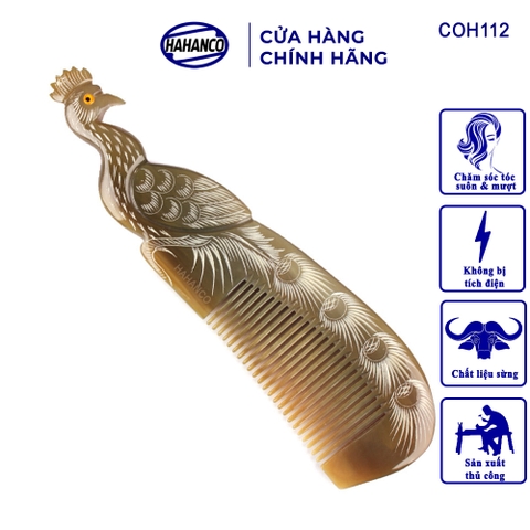 Lược Sừng Công Đục Tách HAHANCO (Size: XL 20cm) Kiểu Dáng Đẹp Làm Quà Tặng - COH112