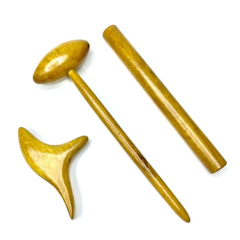 Combo 3 món dụng cụ mát xa bằng gỗ: Búa gõ + cây lăn gót + én gỗ