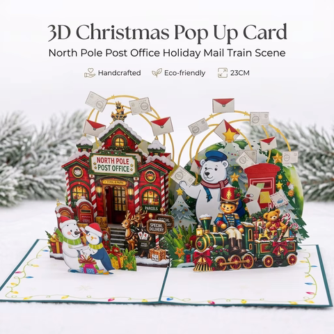 North Pole Post Office 3D Christmas Pop Up Card