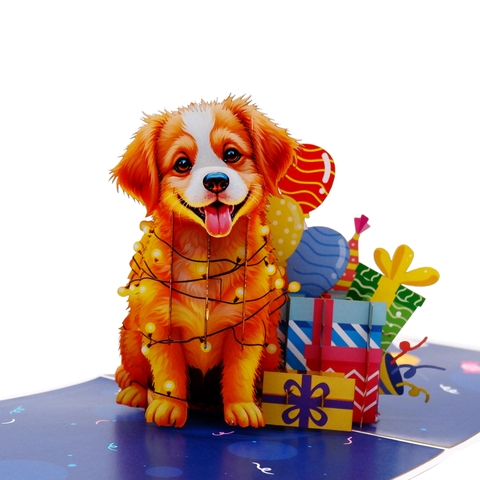 Happy Birthday Puppy Pop Up Card | Handmade 3D Birthday Greeting Card