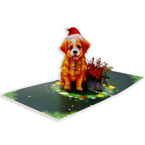 3D Pop Up Christmas Dog Card