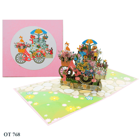 Flowers Cart Pop Up Card