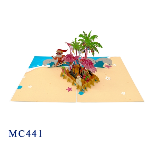Christmas Flamingos Pop Up Card