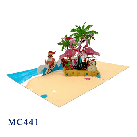 Christmas Flamingos Pop Up Card
