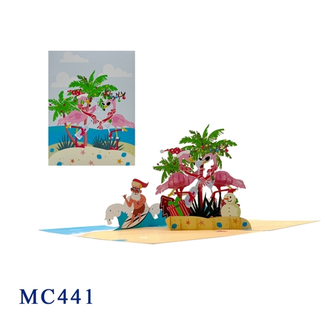 Christmas Flamingos Pop Up Card