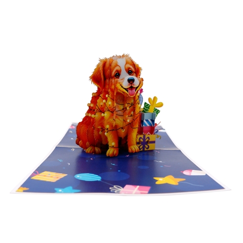 Happy Birthday Puppy Pop Up Card | Handmade 3D Birthday Greeting Card