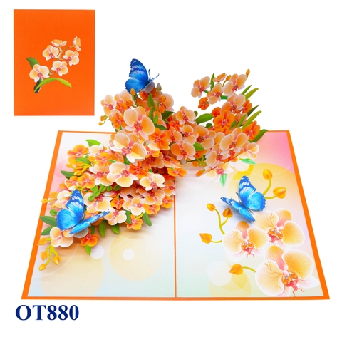 Orchid Flowers Pop Up Card