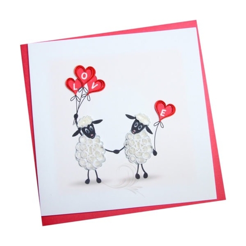 Sheep Couple Quilling Card