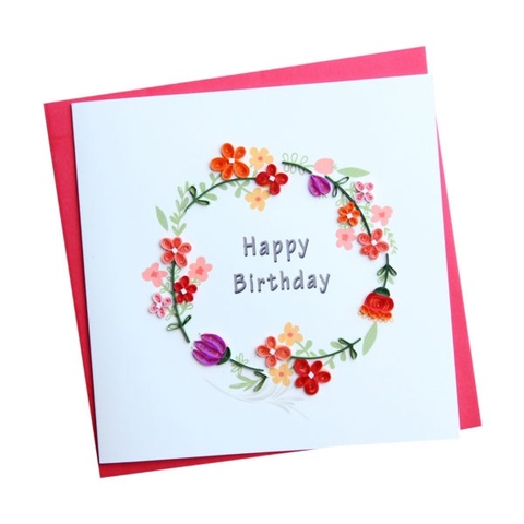 Flower Happy birthday Quilling Card