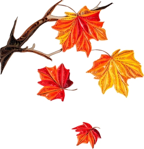 Red Maple Leaves Quilling Card