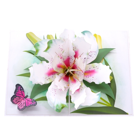 White Lily Flower Pop Up Card