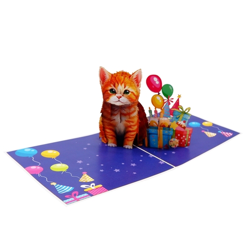3D Pop Up Cat Birthday Card